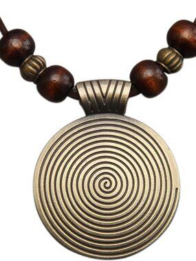 Boho Necklaces for Women Long Wooden Pendant Vintage Necklace Sweater Chain Neck